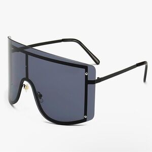 Black Oversized Shield Sunglasses